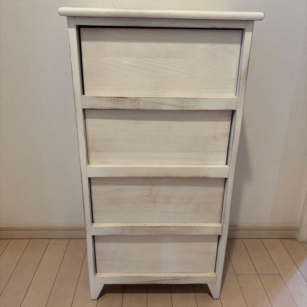 B-company 天然木 アンティーク風4段チェスト