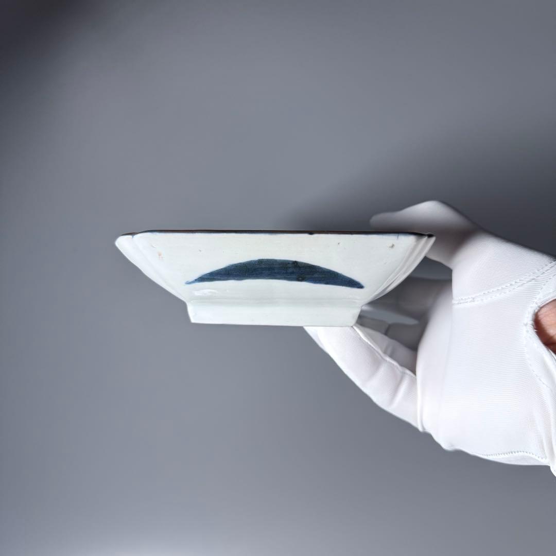 幕末明治期　染錦白鷺文様長皿　五客　古陶を楽しむ　アンティーク食器　料理屋