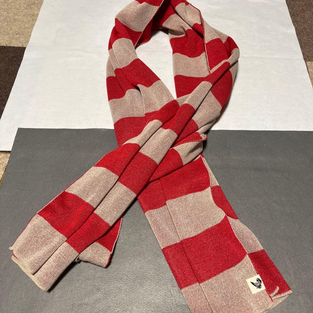 未使用　ヴィヴィアンタム　新品　赤　ベージュ　　ストライプ　マフラー