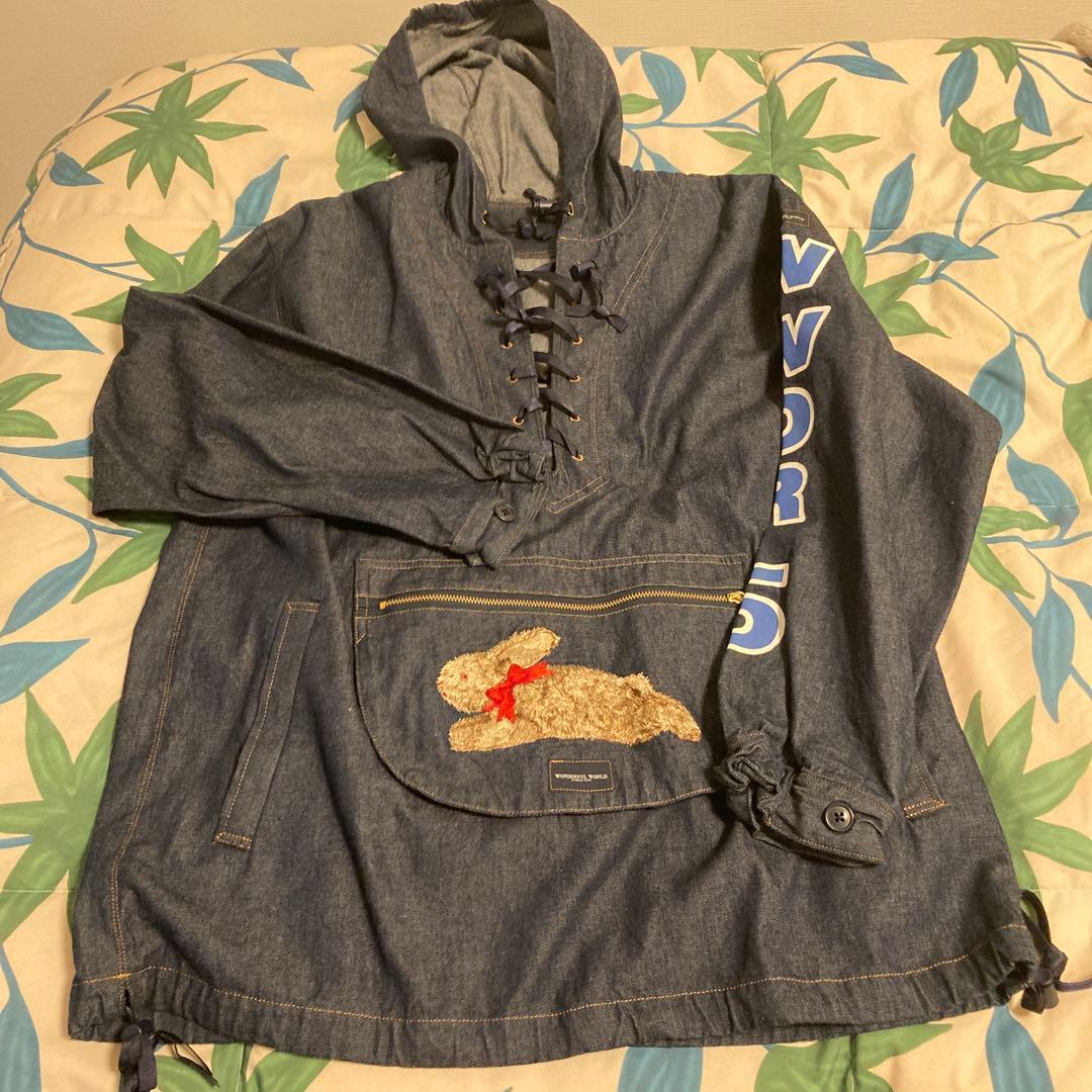 ワンダフルワールド うさぎ刺繍 デニムフーディ ジャケット❁⃘*.゜