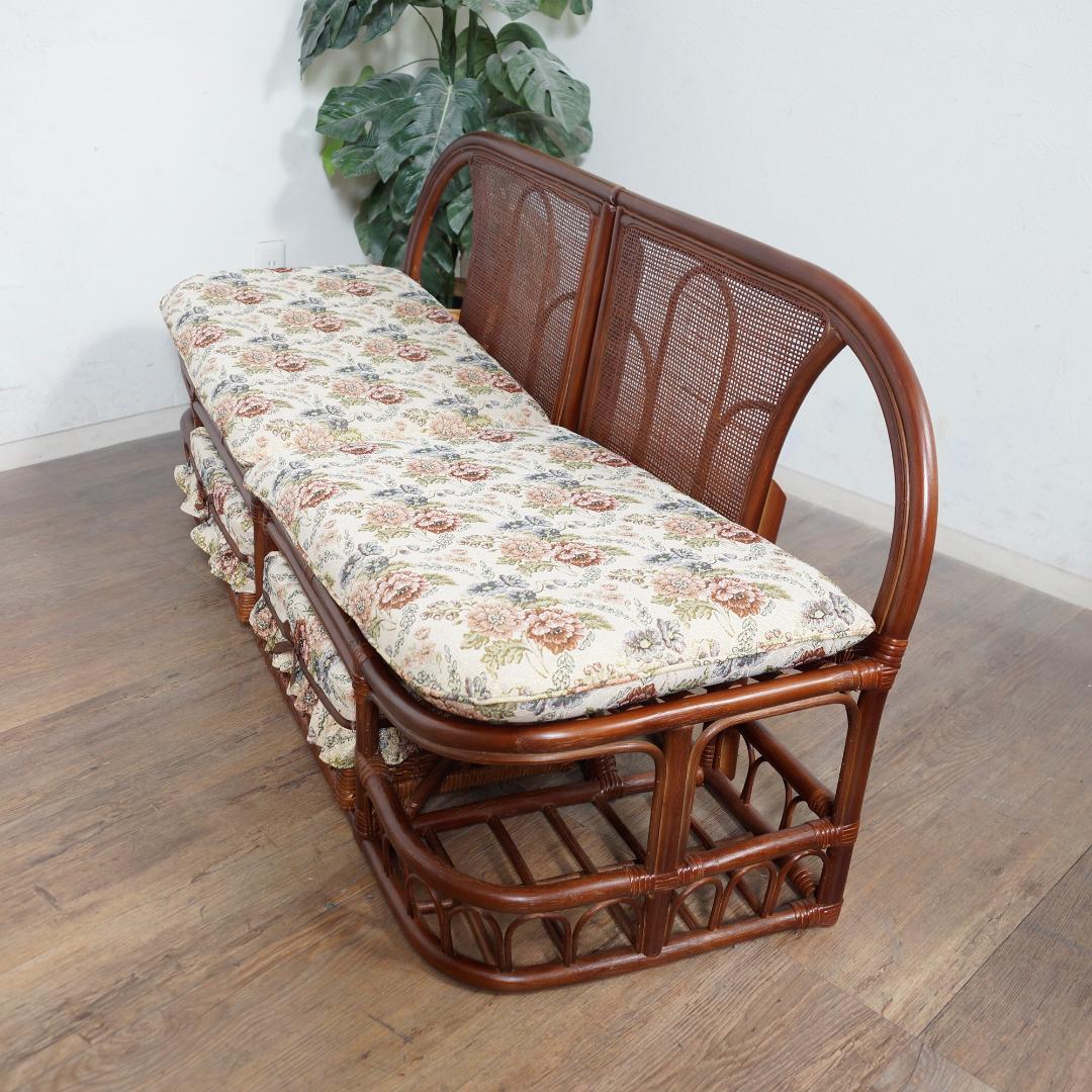 2台セット【新品1台訳あり商品】大型 ラタン 2人掛 カウチソファ アウトレット