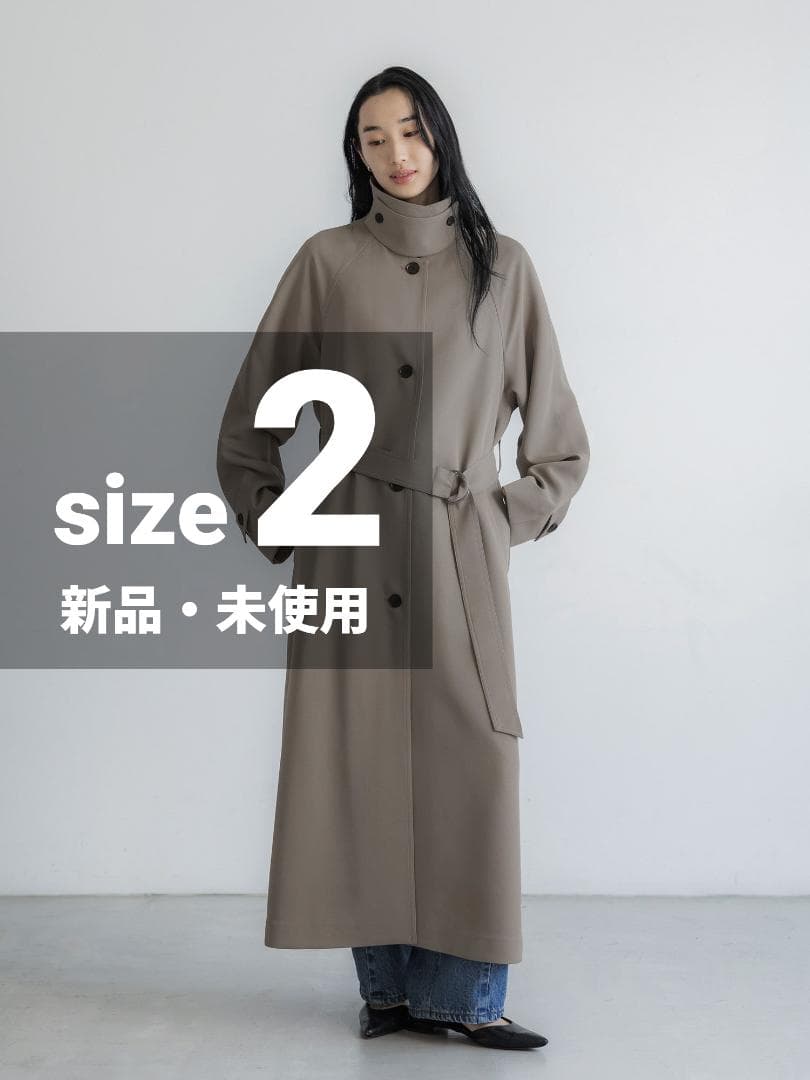 crewre ドレープステンカラーコート olive beige size2