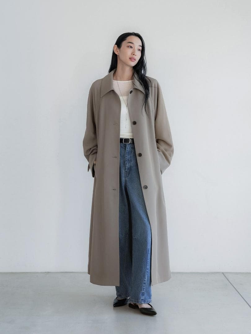 crewre ドレープステンカラーコート olive beige size2