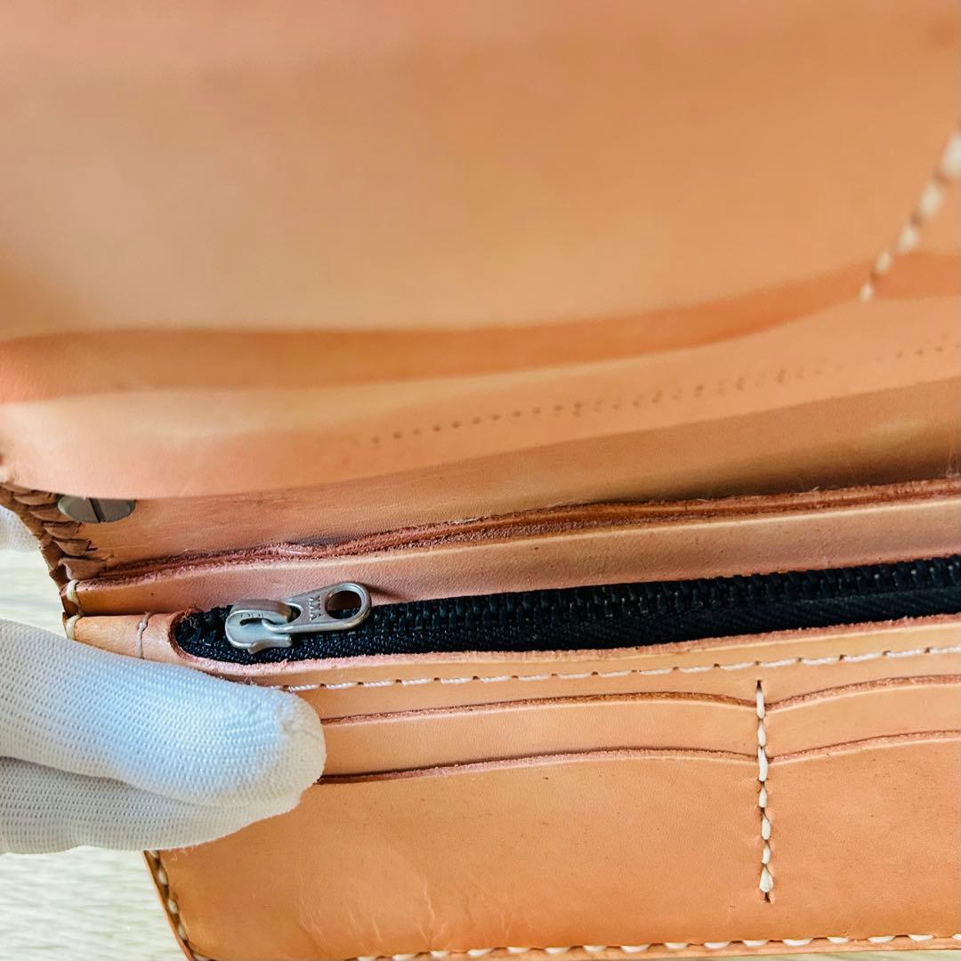 【新品】本革 牛革 カービング バイカーズウォレット ハンドメイド 長財布