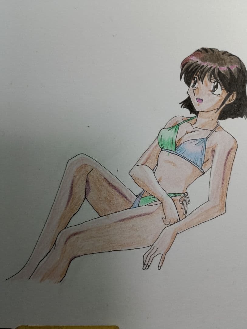 ビキニ女性キャラクター手描きアート