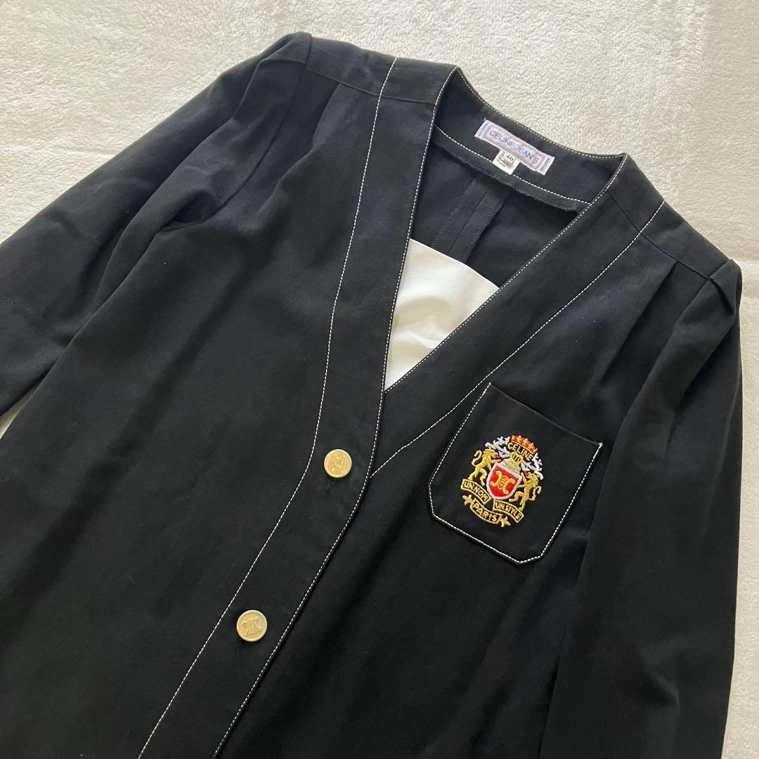 ★美品★セリーヌ　デニムワンピース　40 トリオンフ　金ボタン　エンブレム　刺繍