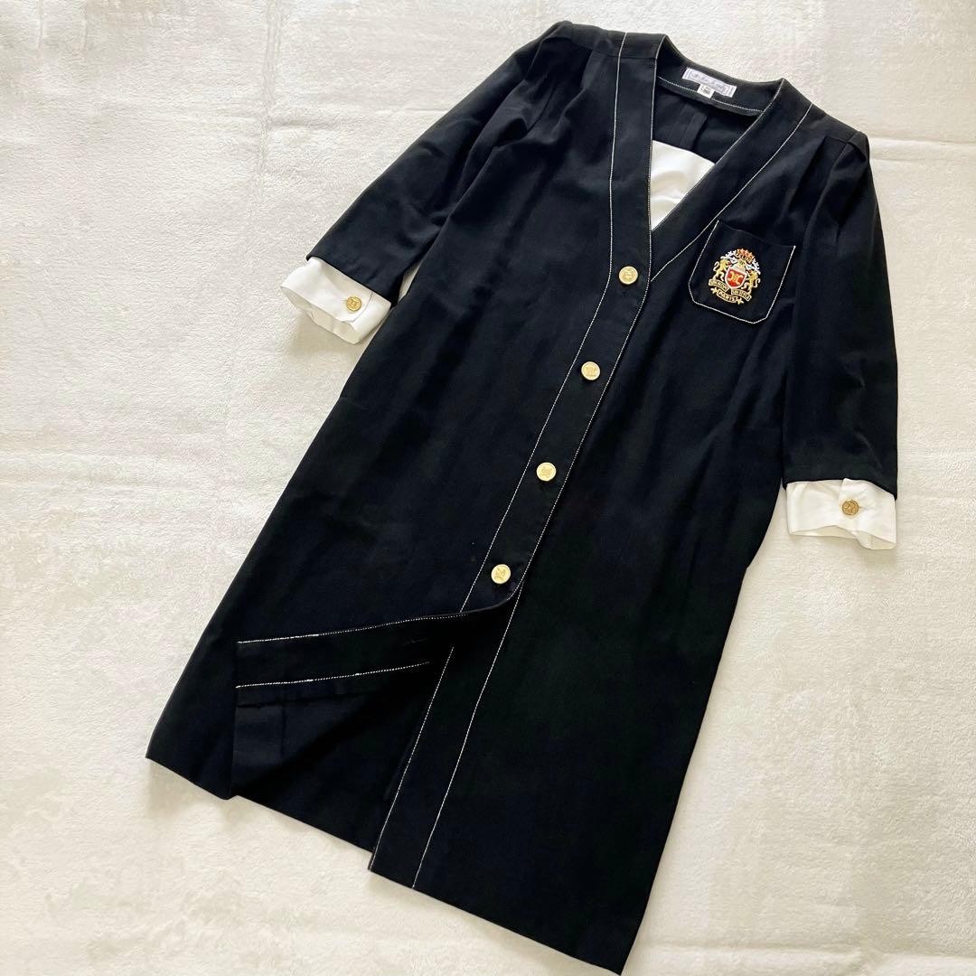 ★美品★セリーヌ　デニムワンピース　40 トリオンフ　金ボタン　エンブレム　刺繍