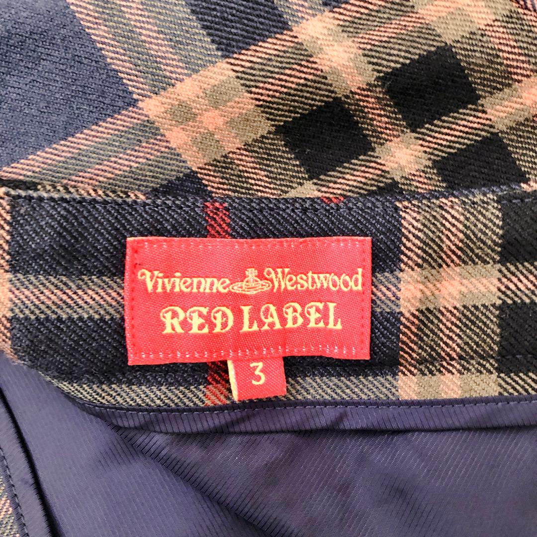 美品 ヴィヴィアンウエストウッドレッドレーベル チェック柄変形ミニスカート ３