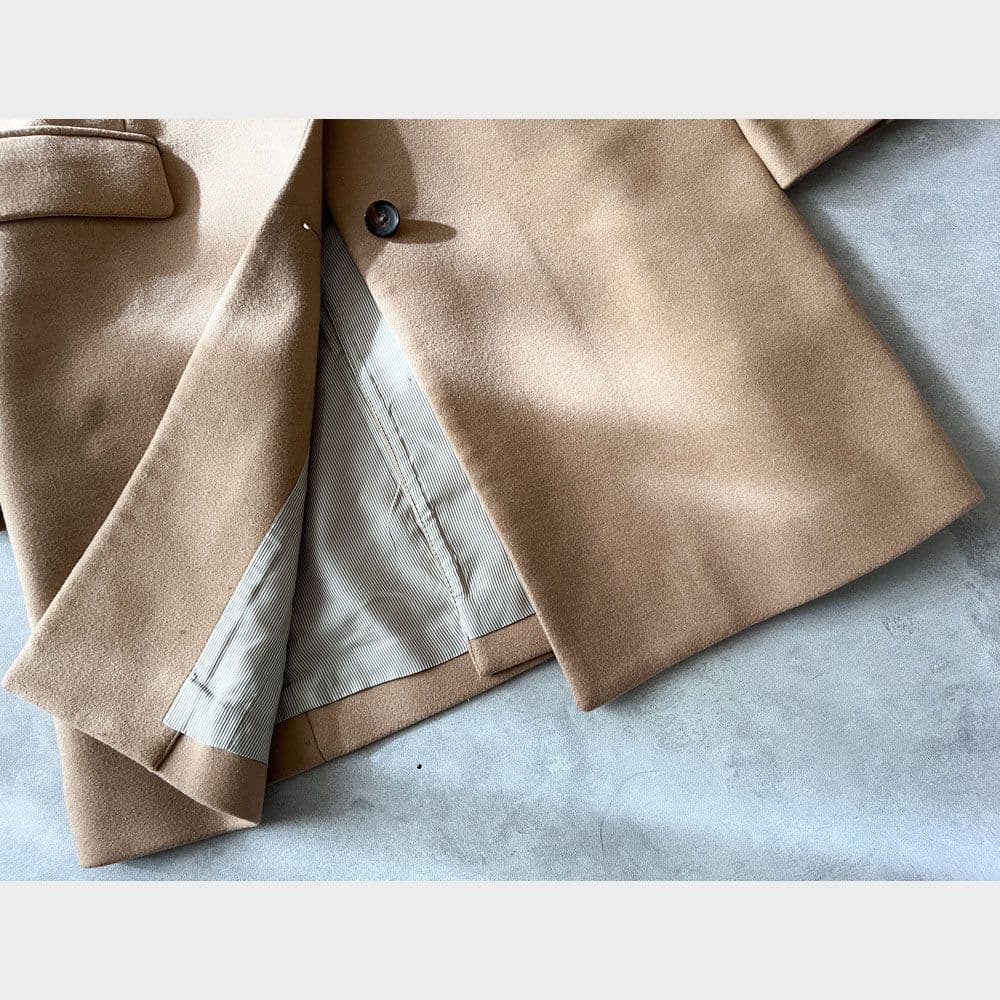 美品 シップス 上質ウール シルク コート チェスターコート ベージュ A7
