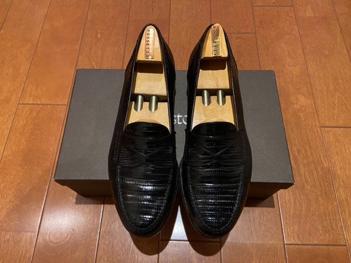フラテッリ　ロセッティ　ローファー　リザード　黒　純正シューツリー付き
