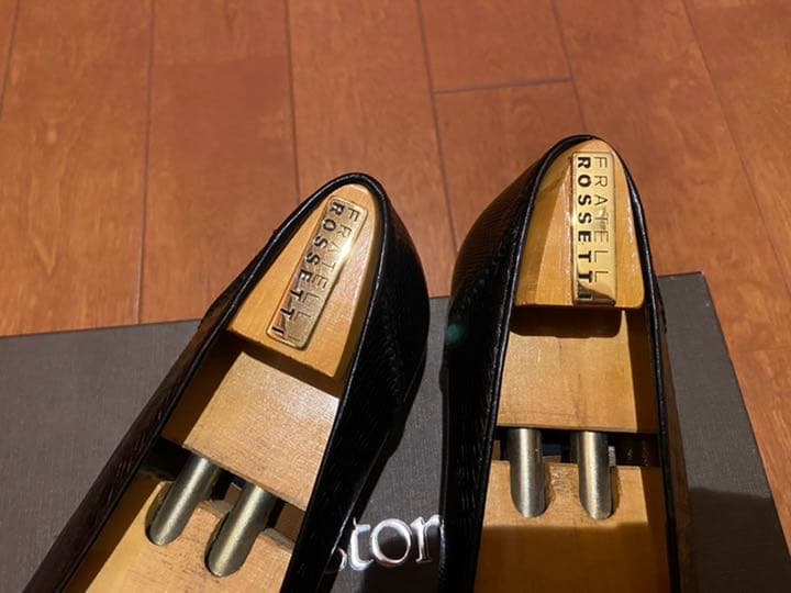 フラテッリ　ロセッティ　ローファー　リザード　黒　純正シューツリー付き