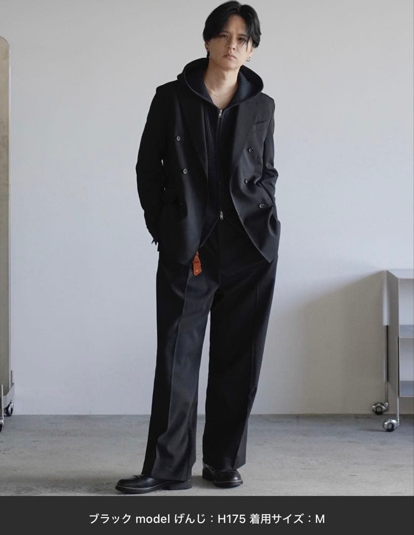 HIGH TWIST PE DOUBLE SUIT ブラック L size