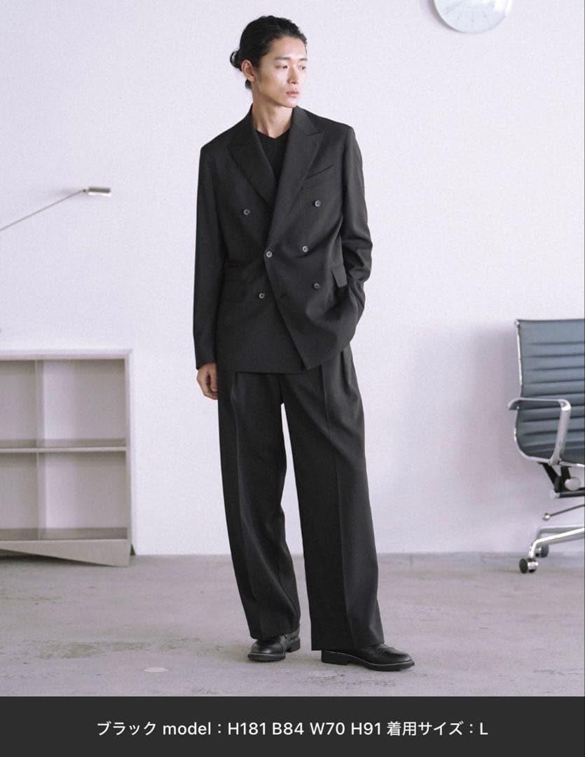 HIGH TWIST PE DOUBLE SUIT ブラック L size