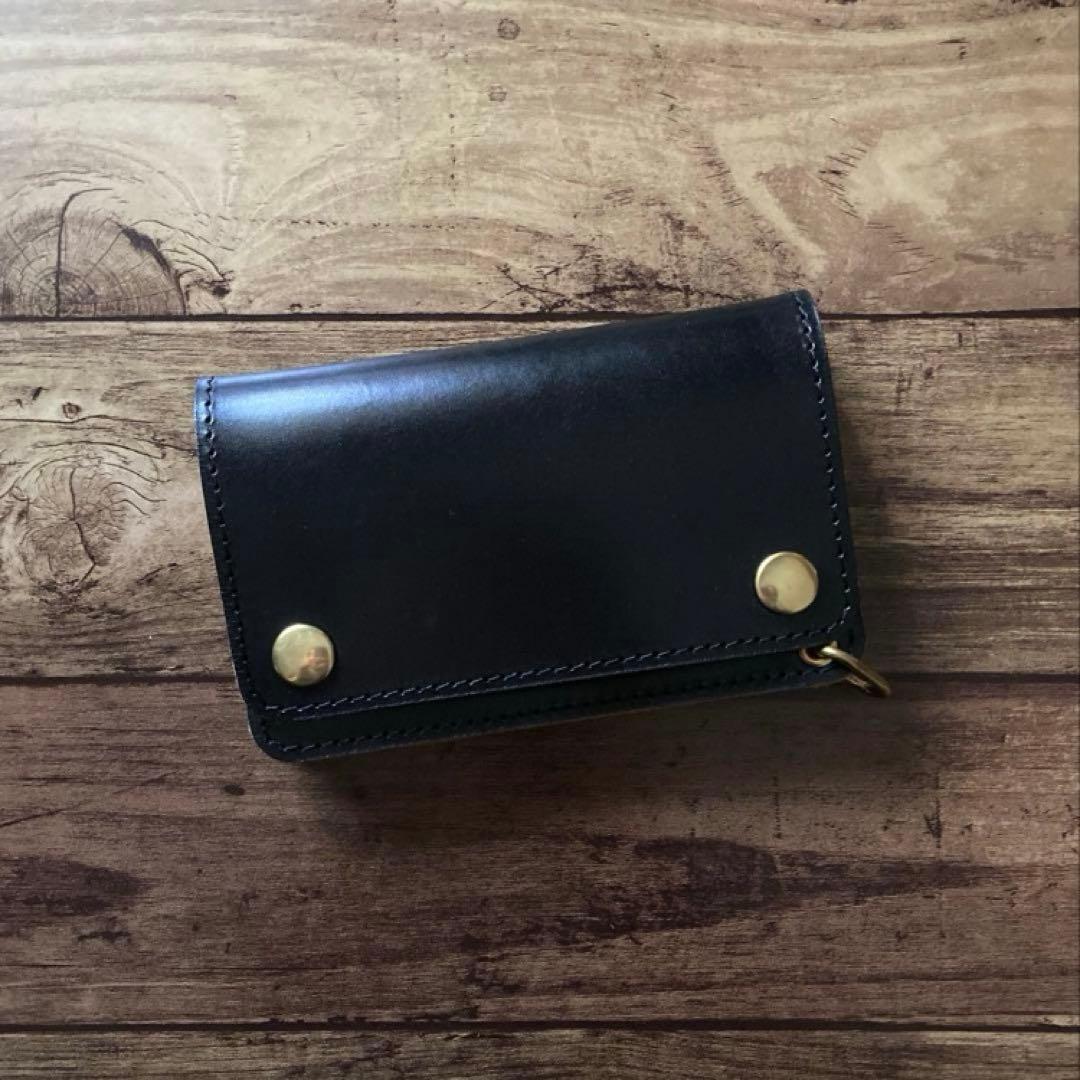 【としぽん】ミドルトラッカーウォレット 茶芯ブラック【お札を折らずに収納】