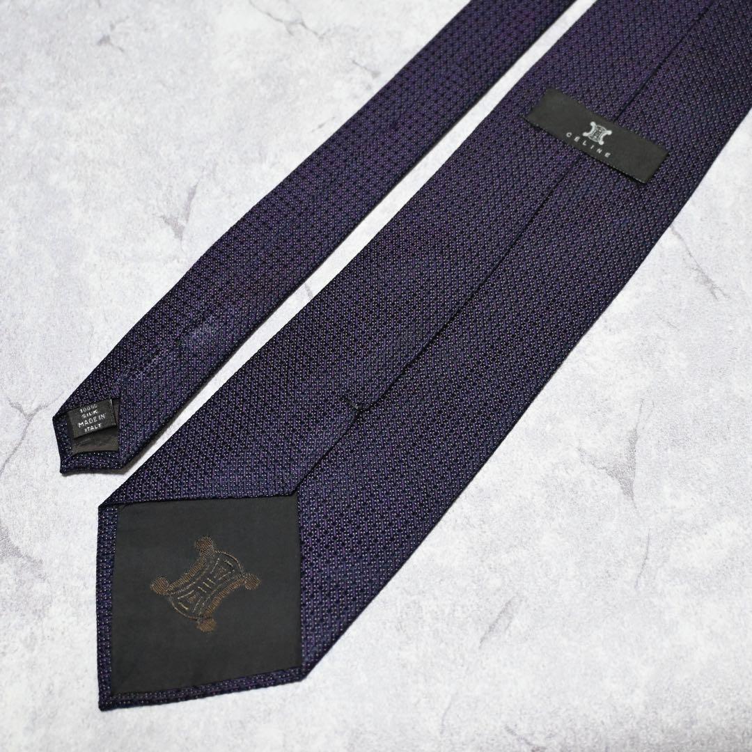 【美品】 CELINE セリーヌ ソリッド パープル ネクタイ