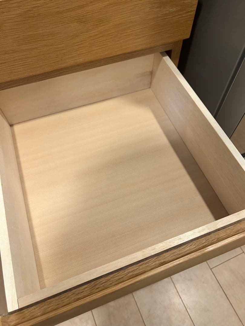 【無印良品】木製カップボード(ワゴン付)幅88cm オーク材　食器棚