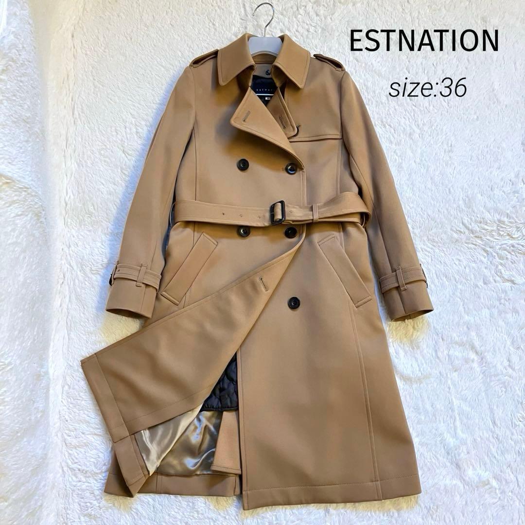 REMI様エストネーション　トレンチコート　ウール　ライナー付き　キャメル　36