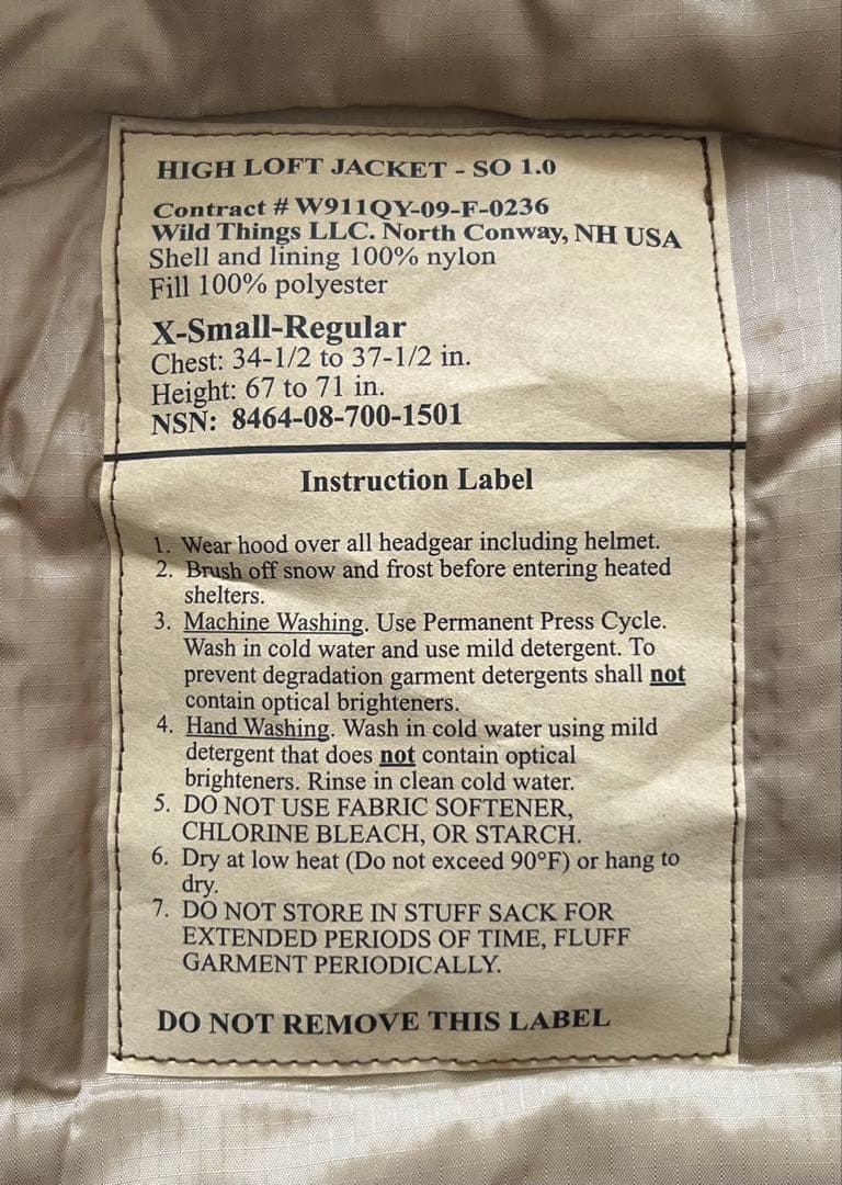 LEVEL7 WILDTHINGS HIGHLOFT プリマロフトジャケット