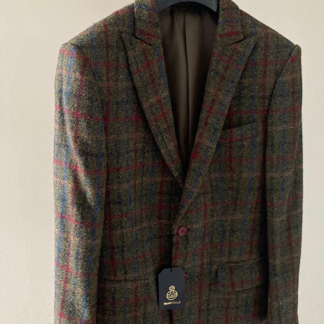※再値下げHARRIS TWEED ハリスツイード ウールチェックジャケット