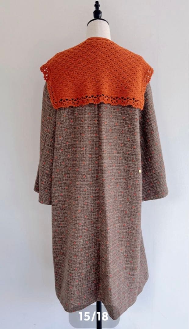 極美品　ミュベール　ニットカラー付ドット刺繍コート　ツイードコート　人気完売品