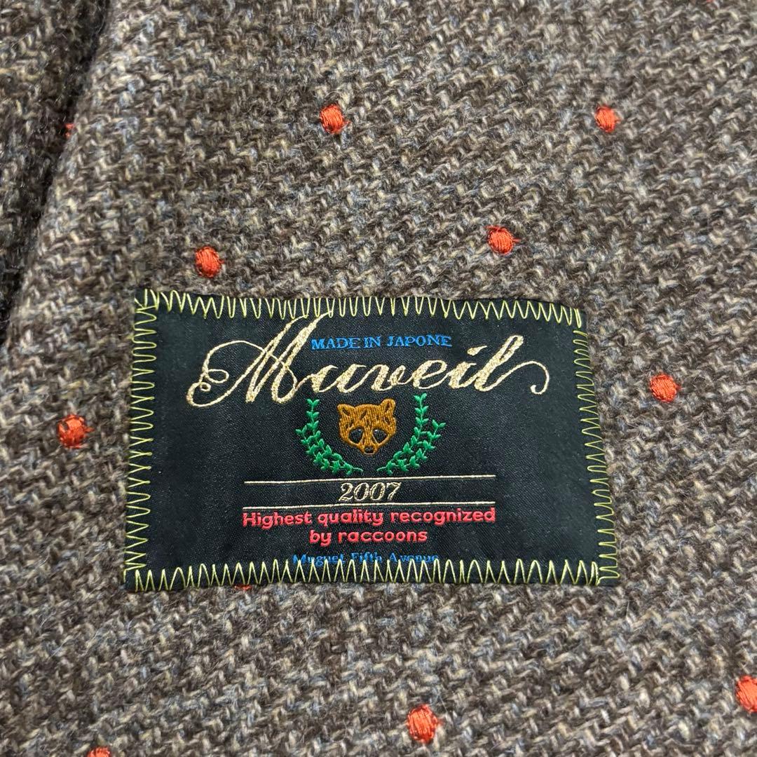 極美品　ミュベール　ニットカラー付ドット刺繍コート　ツイードコート　人気完売品