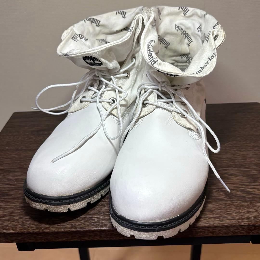 【希少ホワイト】Timberland ❖ ビッグツリーロゴ　ロールトップブーツ