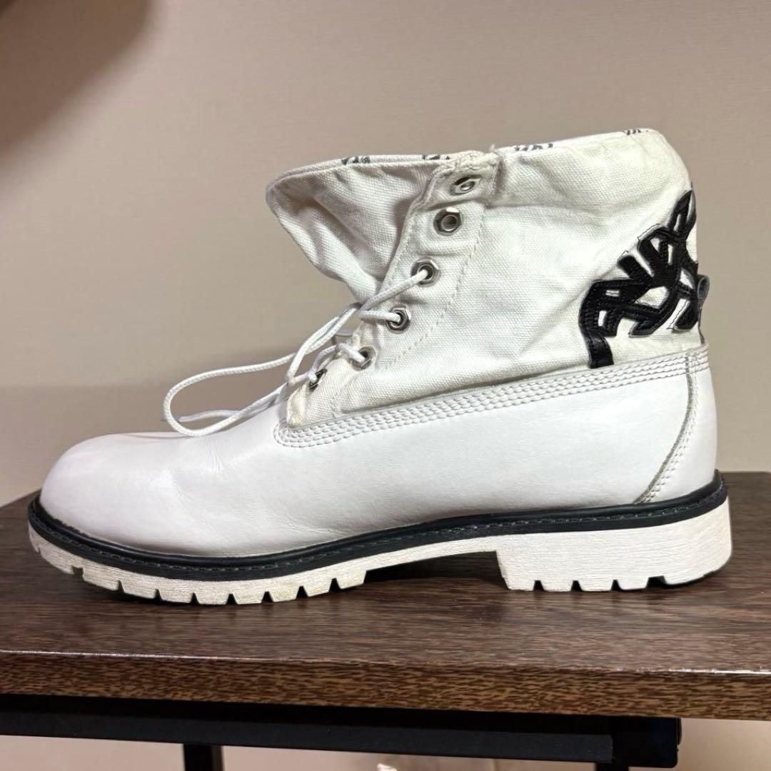 【希少ホワイト】Timberland ❖ ビッグツリーロゴ　ロールトップブーツ