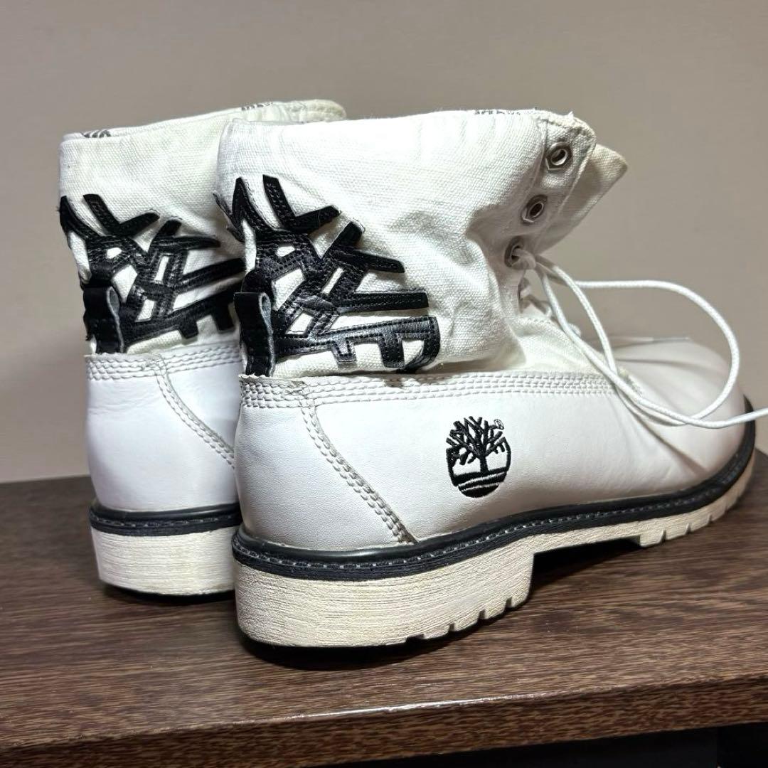 【希少ホワイト】Timberland ❖ ビッグツリーロゴ　ロールトップブーツ