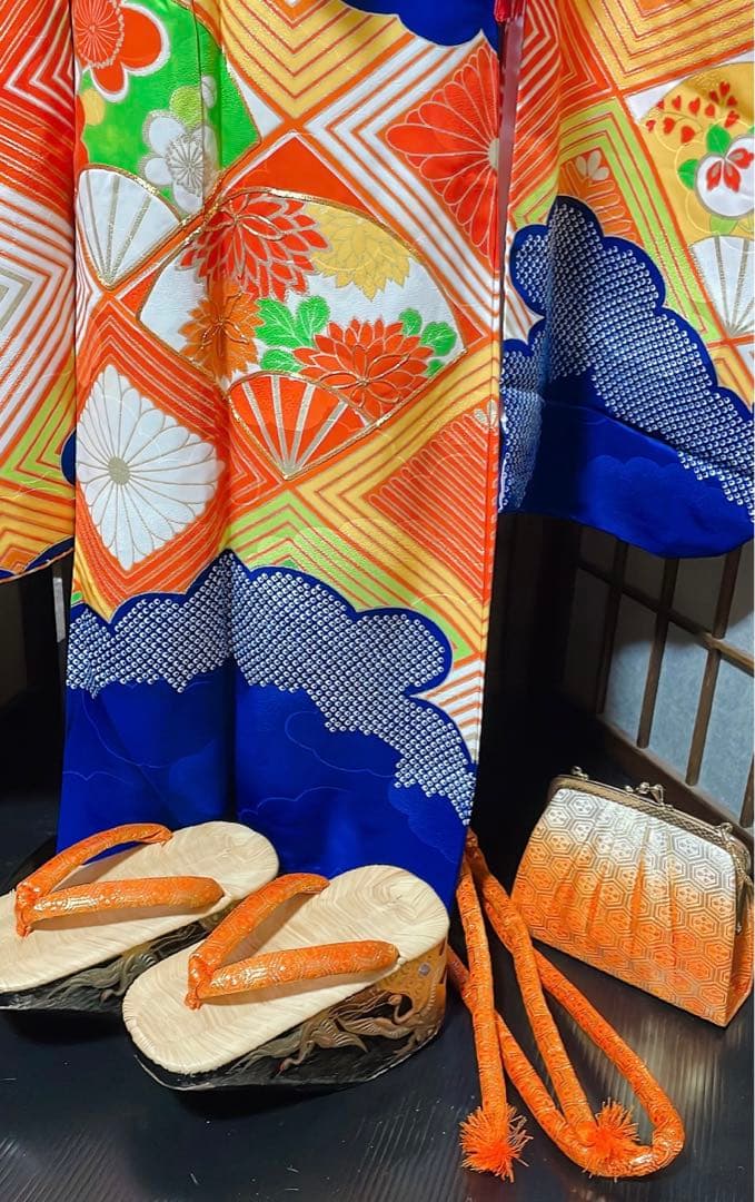 七五三レトロ古典柄ぽっくり草履セット