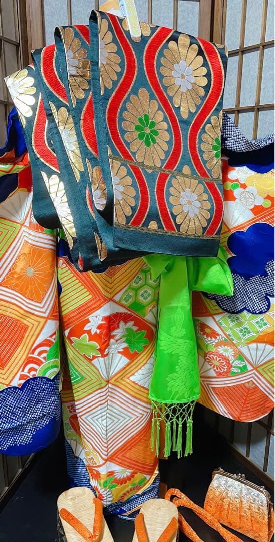 七五三レトロ古典柄ぽっくり草履セット