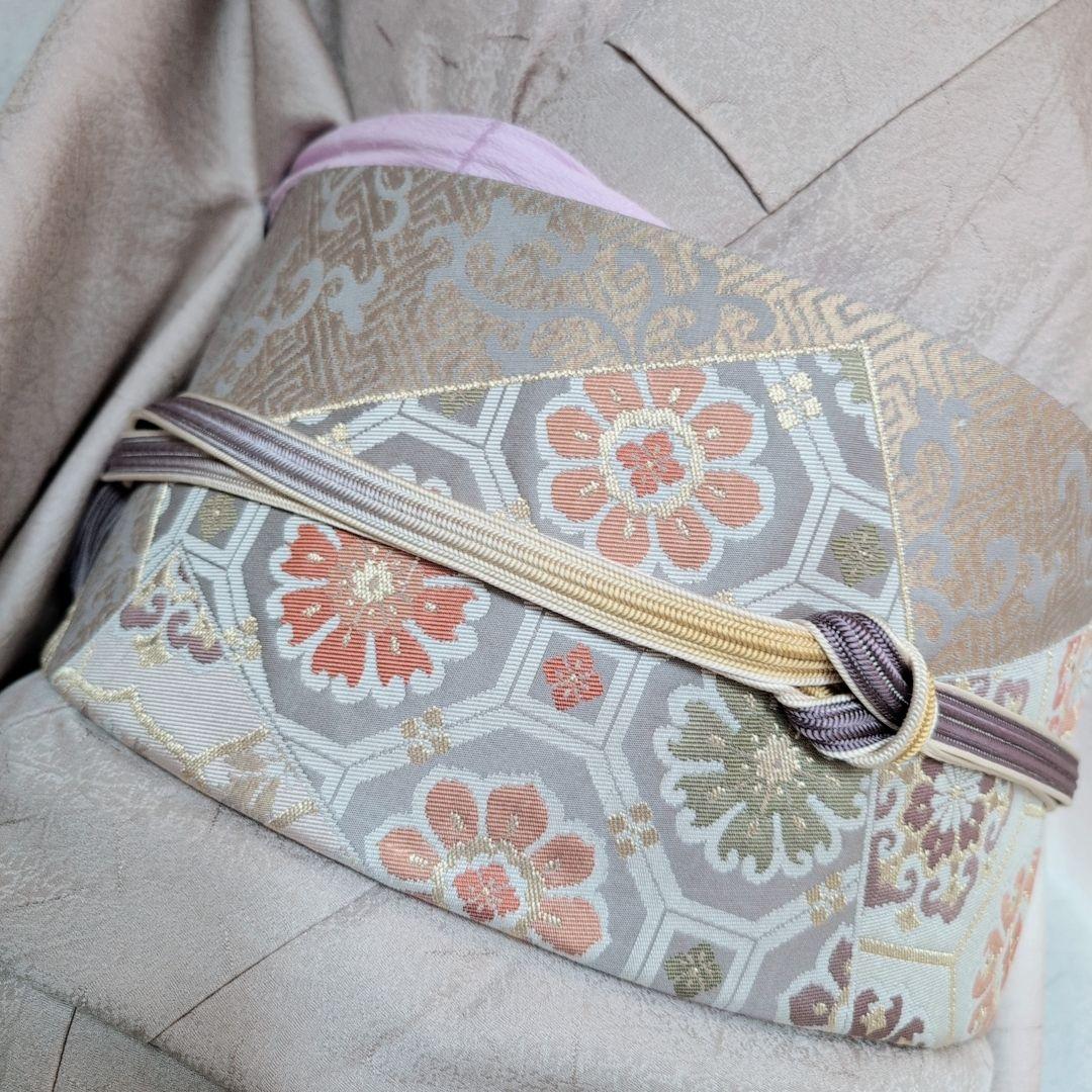 訪問着　フルセット　着物　正絹　金彩加工　おしとやか　シンプル　F8