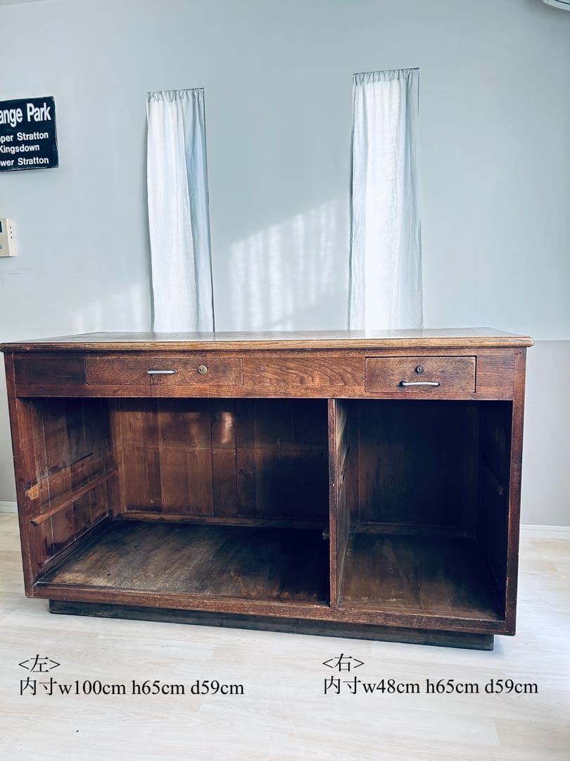 【週末限定お値下げ】フランスアンティーク 家具 木製ショップカウンター 作業台