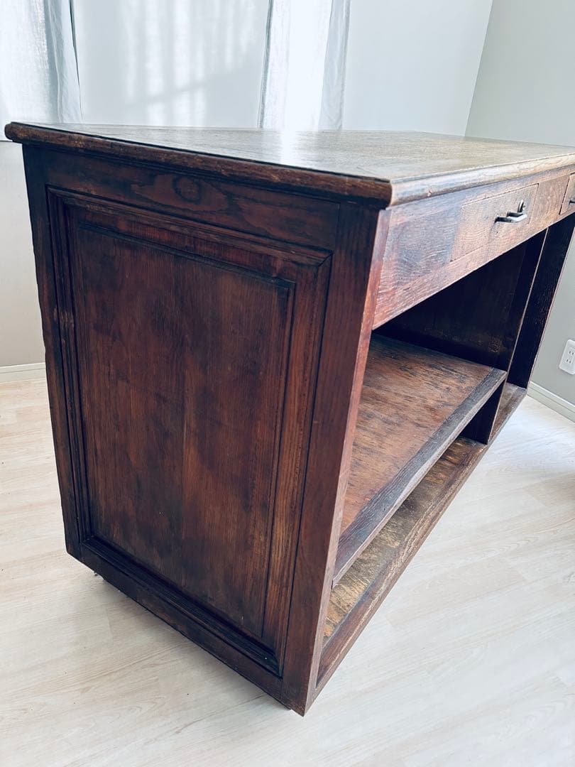 【週末限定お値下げ】フランスアンティーク 家具 木製ショップカウンター 作業台