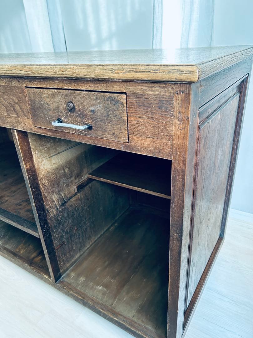 【週末限定お値下げ】フランスアンティーク 家具 木製ショップカウンター 作業台