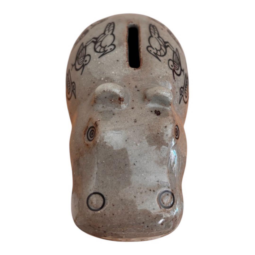 リサラーソン バスタブのカバ貯金箱 濃いグレー 波佐見焼 置物 /陶器