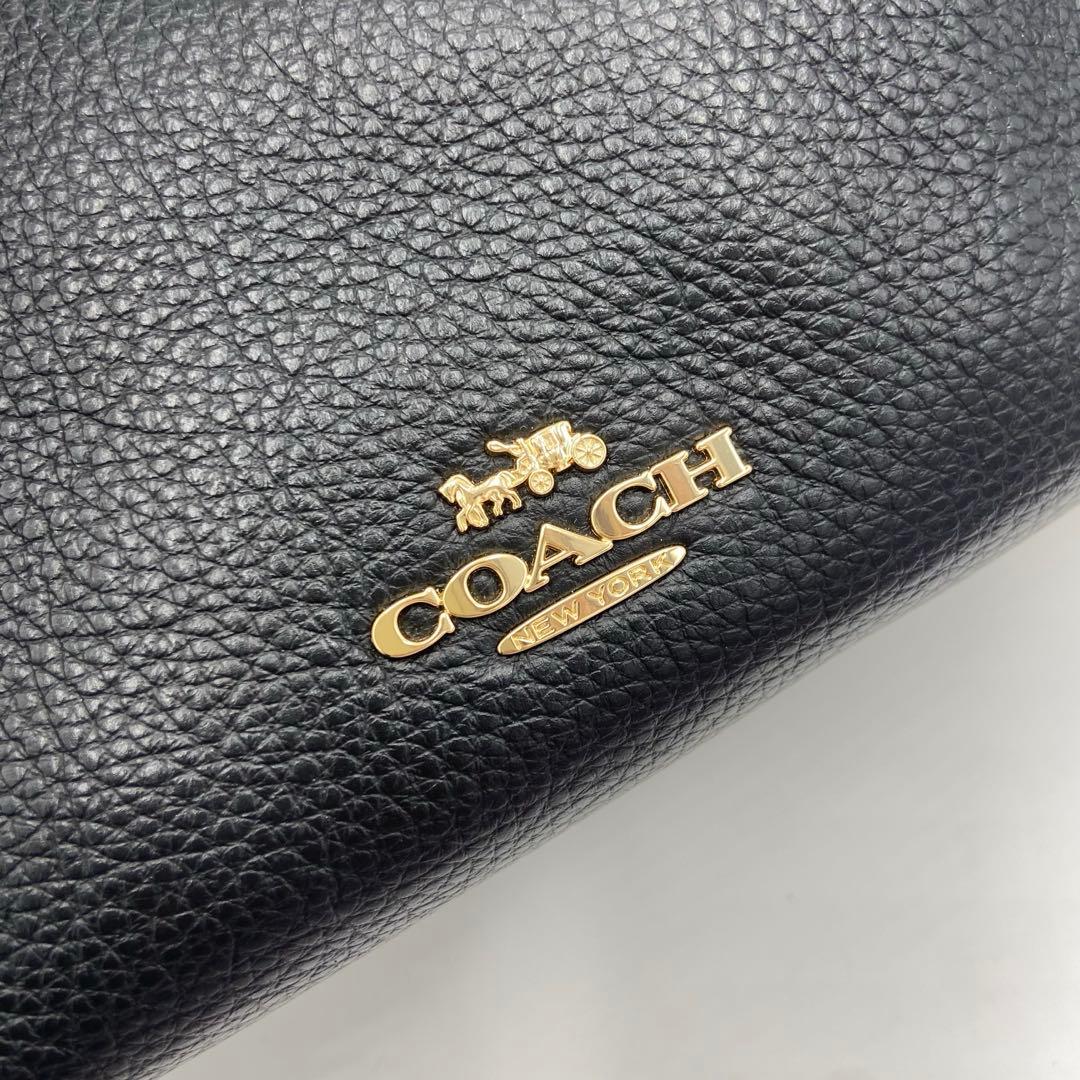 美品✨コーチ エリン ショルダーバッグ レザー シボ革 ビジネス 黒 CAQ86