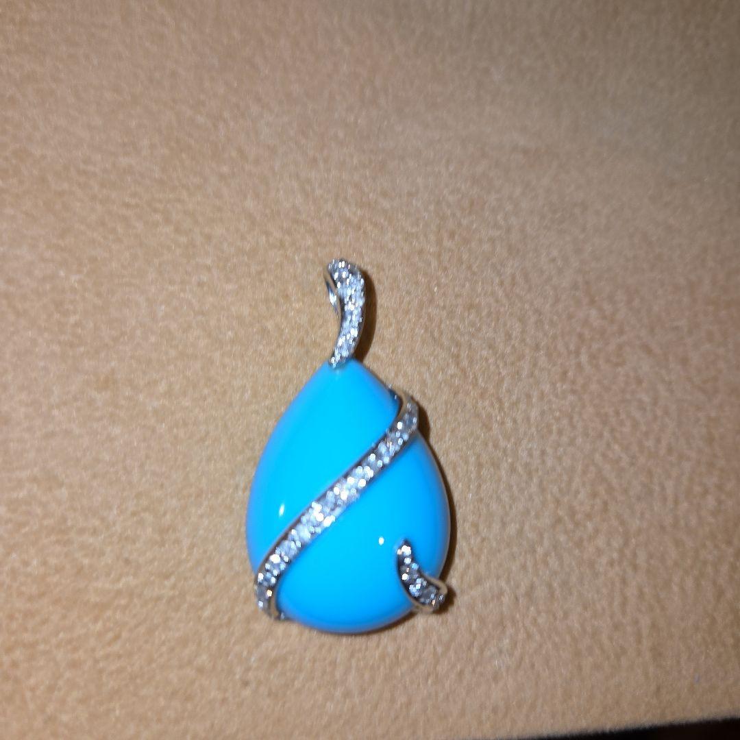 k 18WGターコイズダイヤモンド 付きペンダント チャーム6.5g