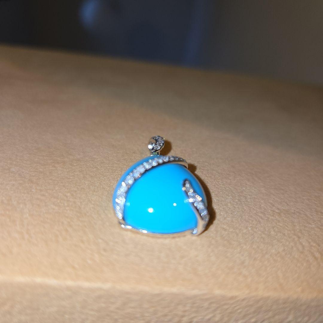 k 18WGターコイズダイヤモンド 付きペンダント チャーム6.5g