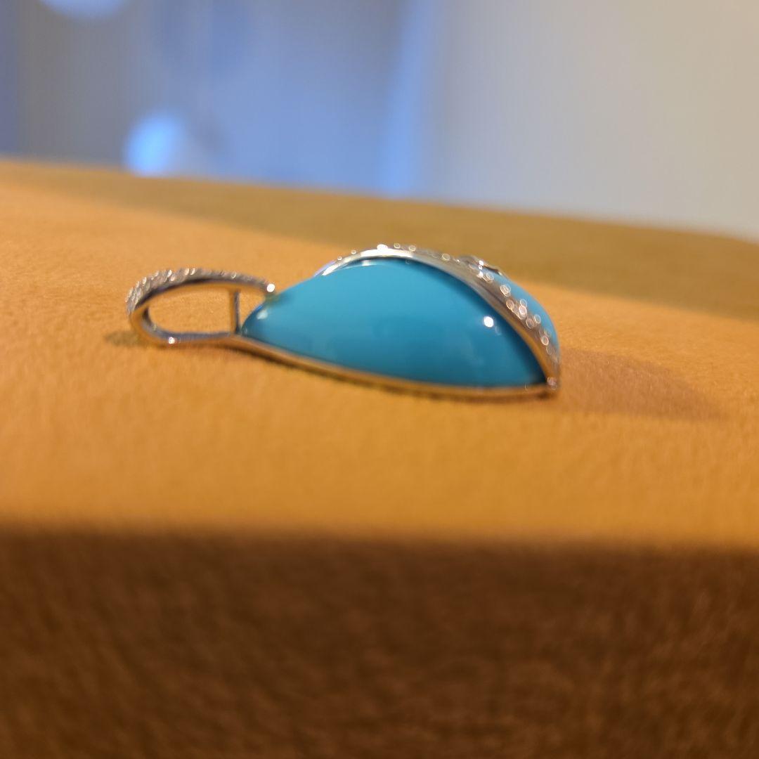 k 18WGターコイズダイヤモンド 付きペンダント チャーム6.5g