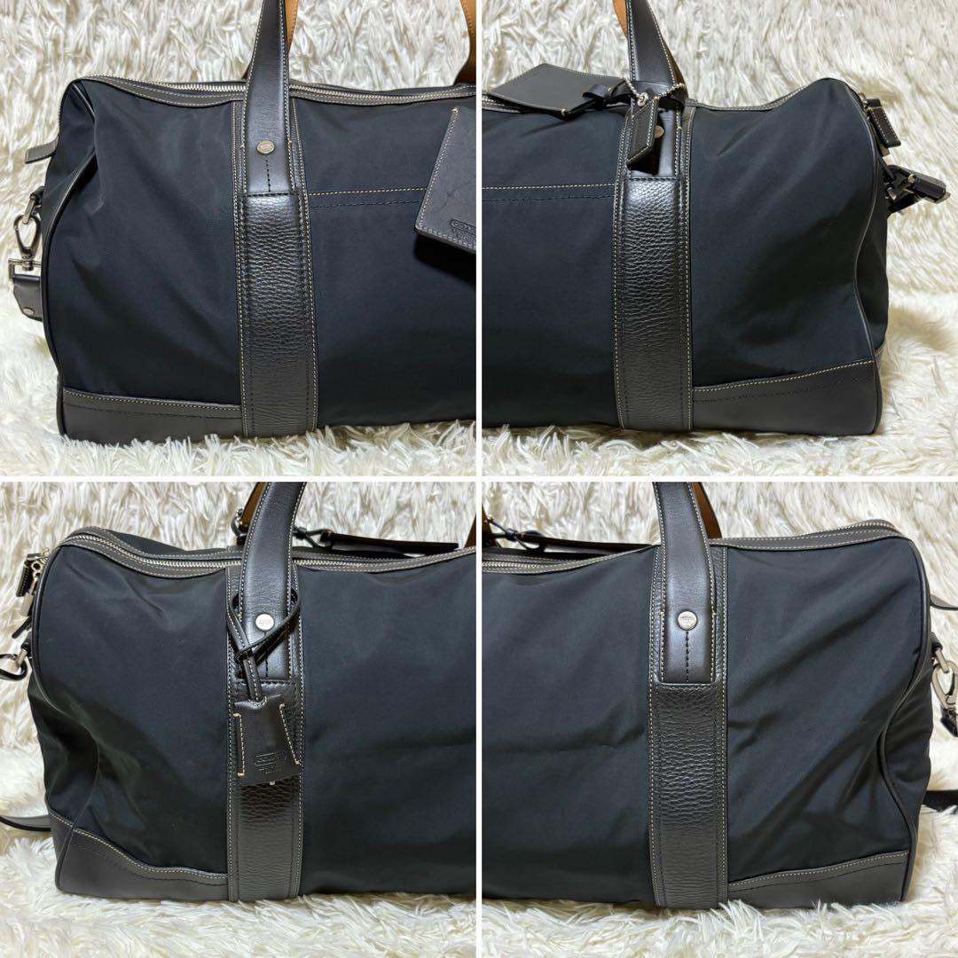 ★美品★COACH ボストンバッグ 大容量 レザー切替 ショルダー紐付 ブラック