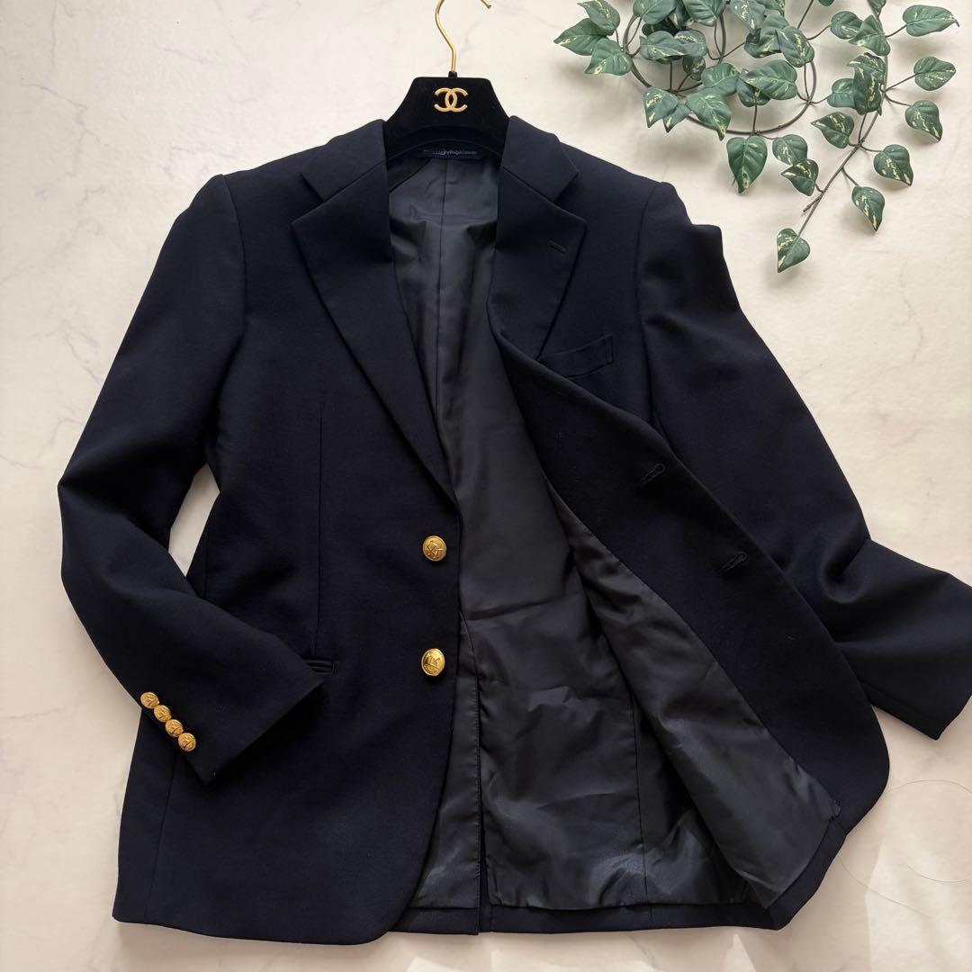 極美品✨90’s ポロラルフローレン 金ボタン 紺ブレ シングル ウール 160