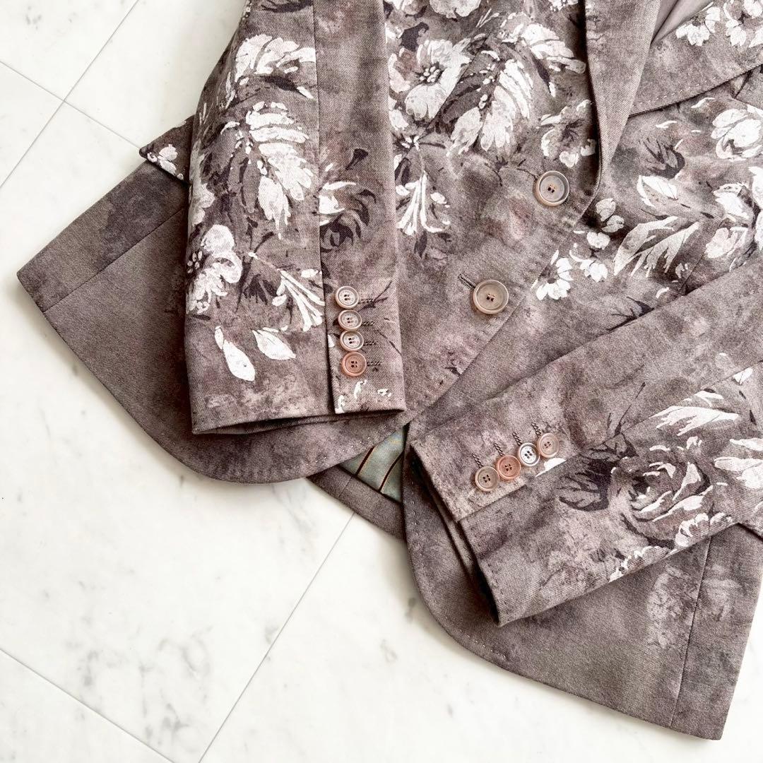 ETRO フラワープリント テーラードジャケット ウール ブラウン系 46