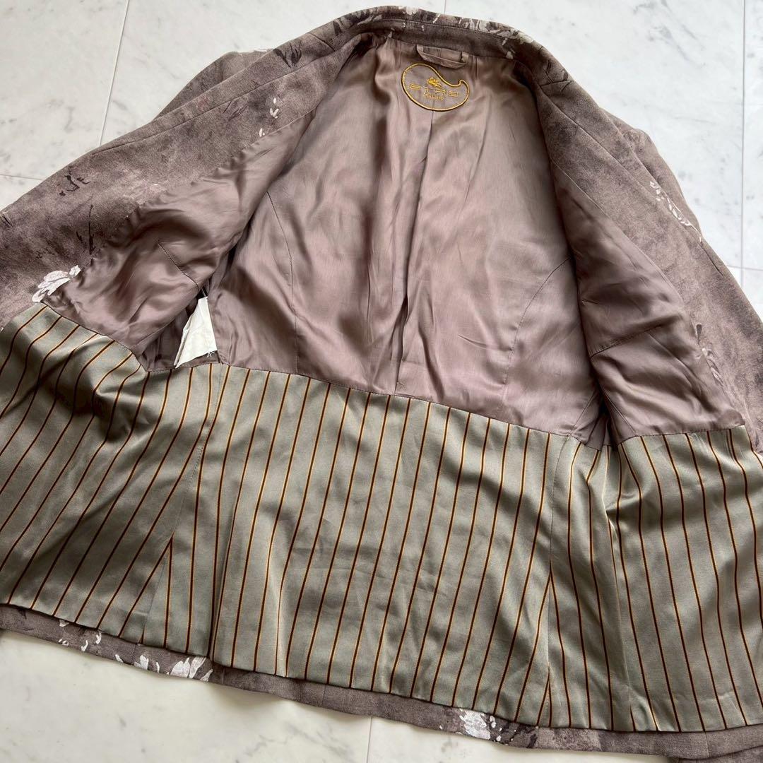 ETRO フラワープリント テーラードジャケット ウール ブラウン系 46
