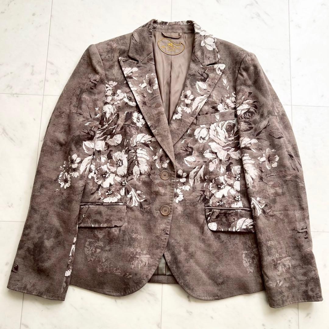 ETRO フラワープリント テーラードジャケット ウール ブラウン系 46