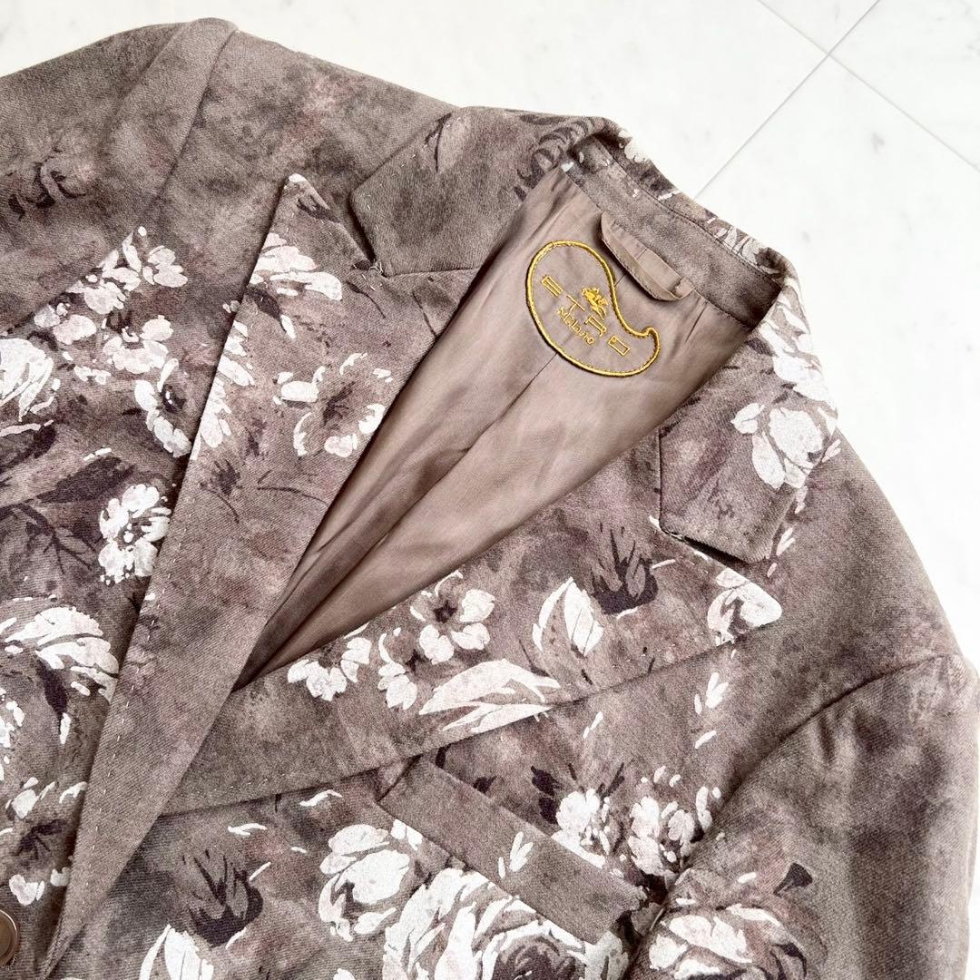 ETRO フラワープリント テーラードジャケット ウール ブラウン系 46