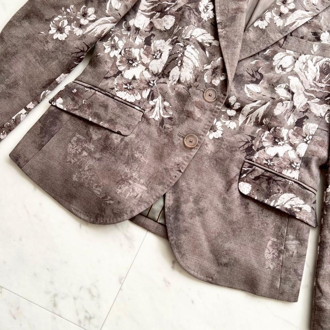 ETRO フラワープリント テーラードジャケット ウール ブラウン系 46