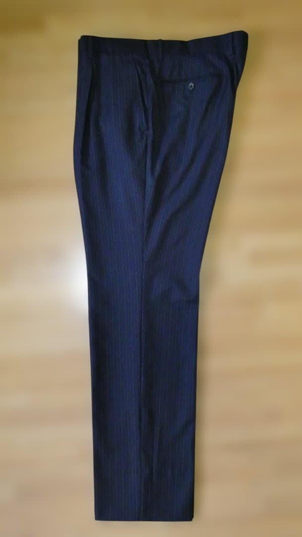 ダンヒル生地使用 スーツ ネイビー100AB7 背抜き