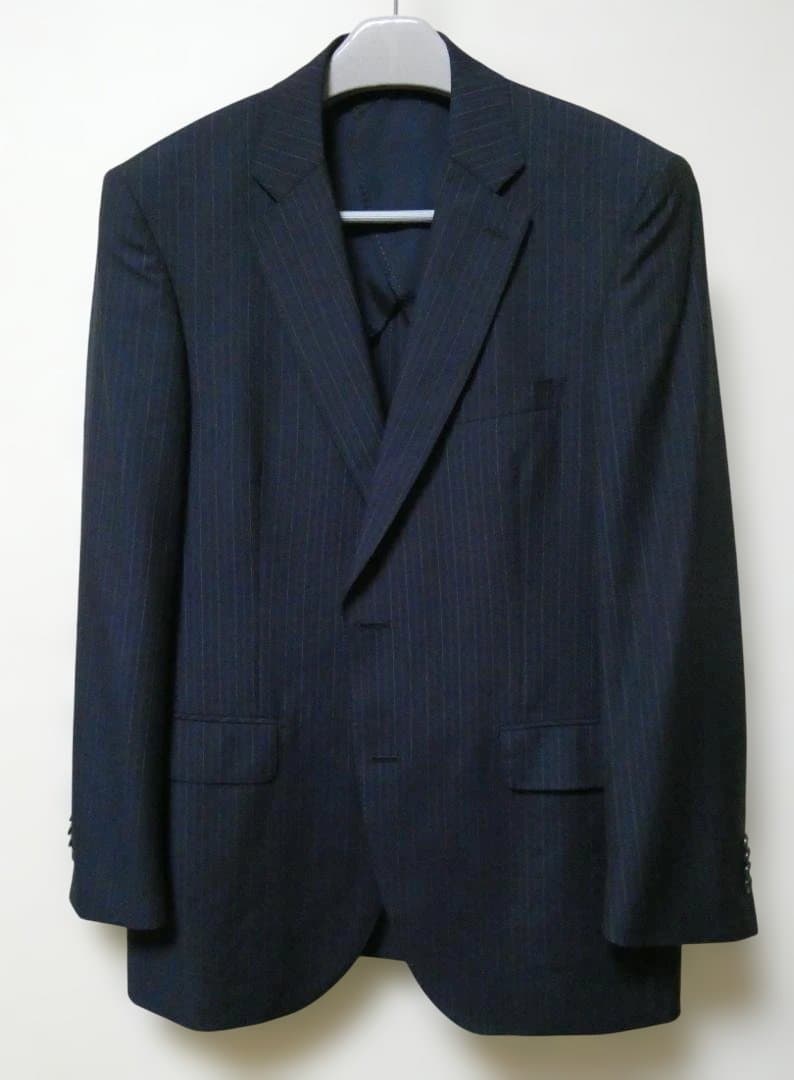 ダンヒル生地使用 スーツ ネイビー100AB7 背抜き