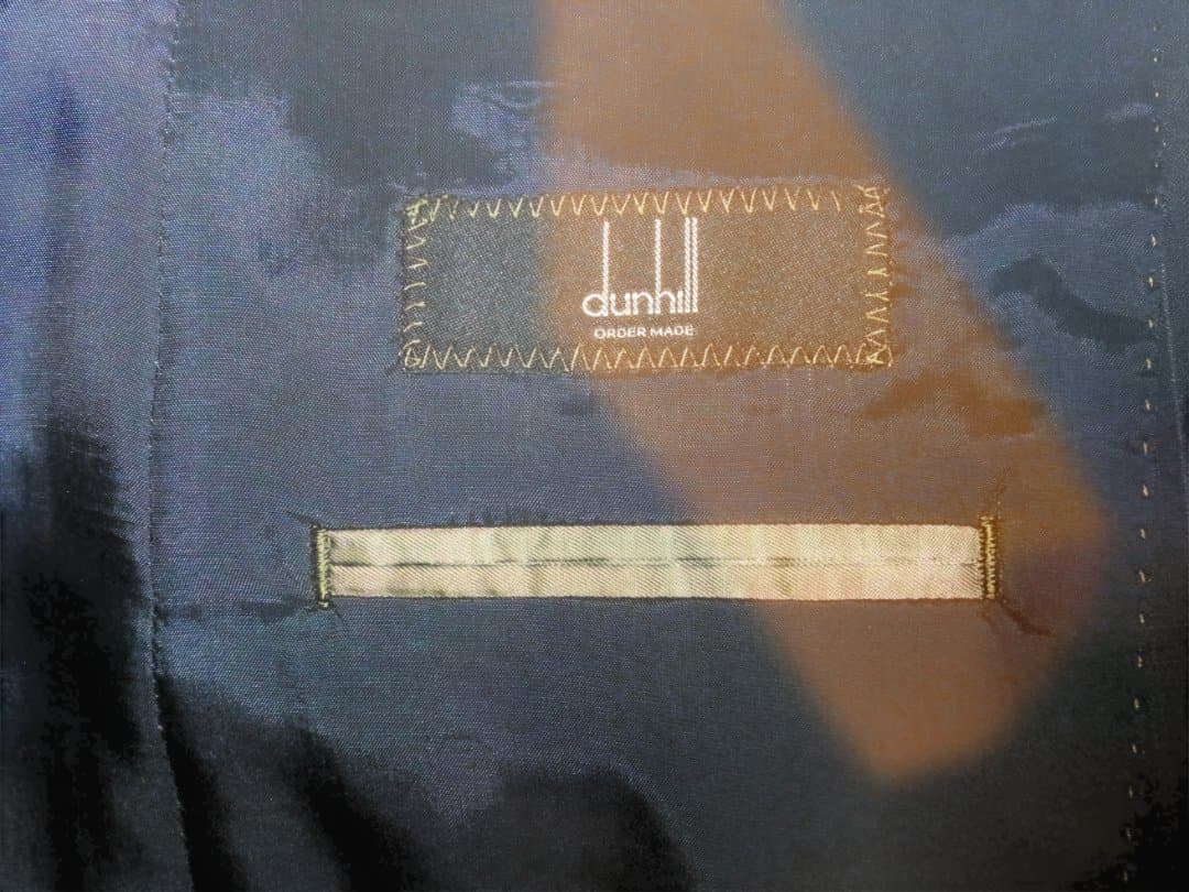 ダンヒル生地使用 スーツ ネイビー100AB7 背抜き