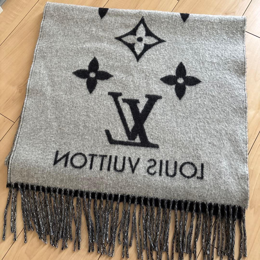 LOUIS VUITTON カシミヤマフラー グレー/ブラック